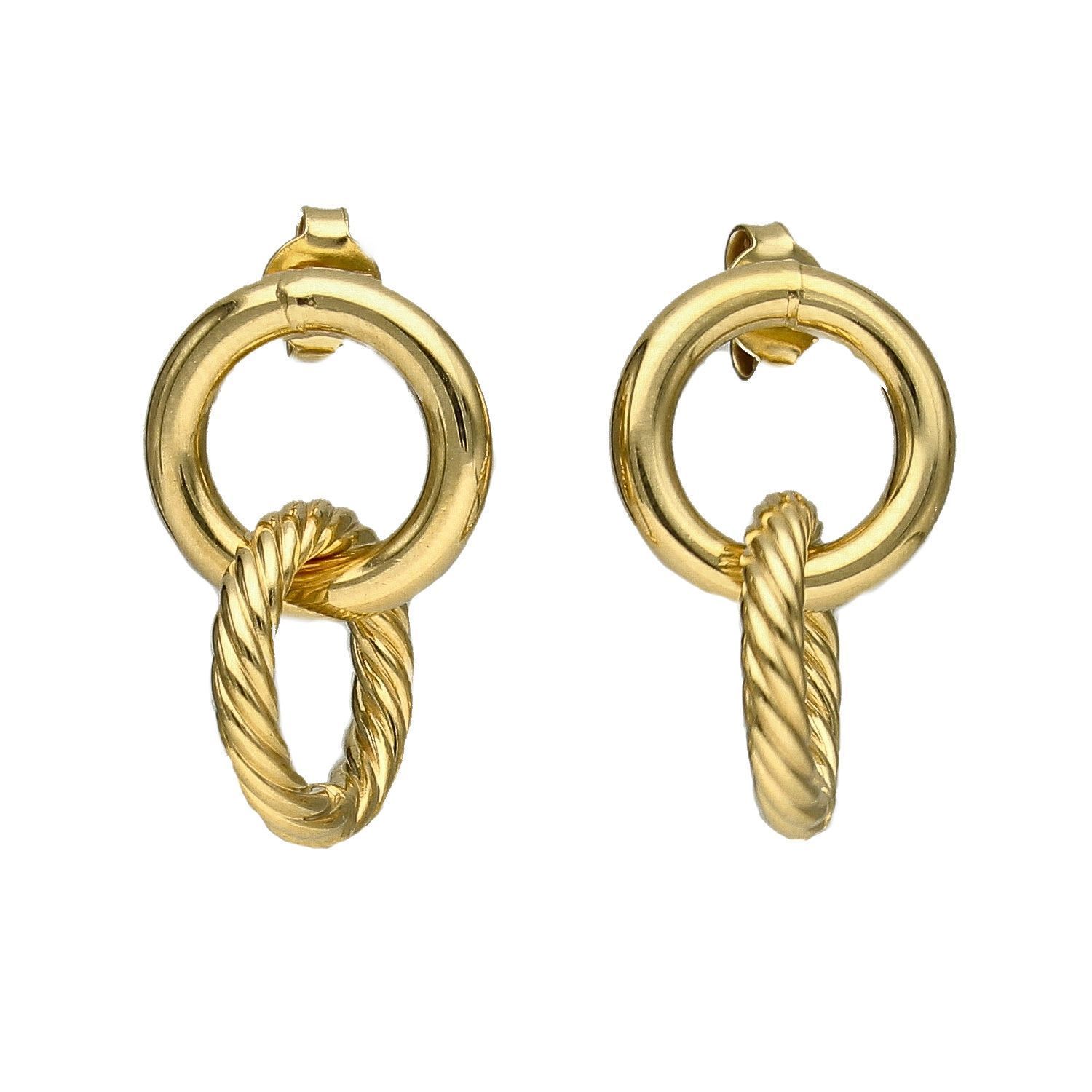 Złote kolczyki dwa kółka 'grawerowane i gładkie' DIA-KLC-BT 65--585.jpg